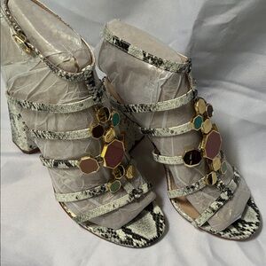 Lo-Leeba Louise eat Cie Chic Leather Snakeskin Heels with Gem Details New Size 8